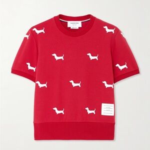 THOM BROWNE Hector Embroidered Ribbed Cuff T-Shirt